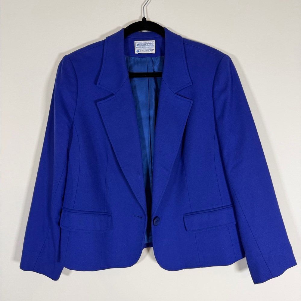 Vintage Pendleton 100% Virgin Wool Royal Blue Women's Blazer